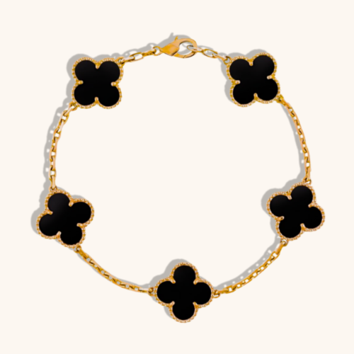 Midnight Blossom Black Floral Layer Bracelet