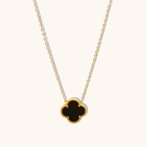 Eclipse Black Flower 18K Gold-Plated Pendant Necklace