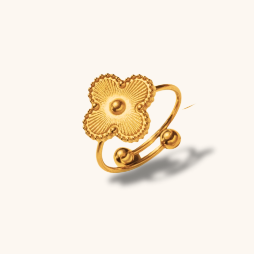 Golden Petal Grace 18K Gold-Plated Floral Open Ring