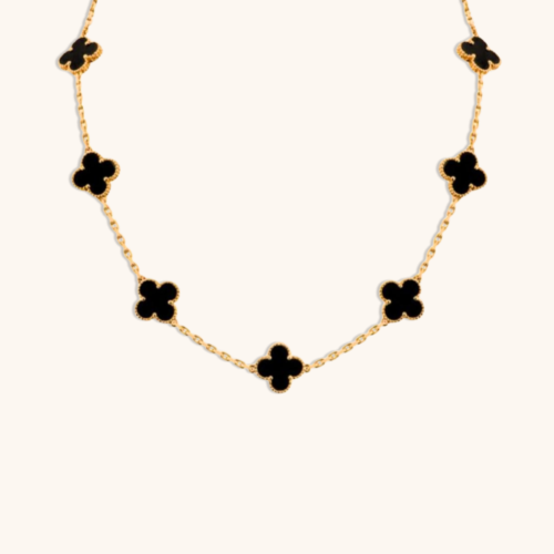 Alnira Black Clover 18K Gold-Plated Floral Chain Necklace