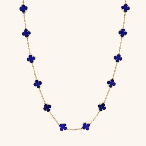 Royal Blue Clover 18K Gold-Plated Necklace