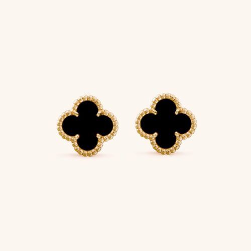 Midnight Clover 18K Gold-Plated Stud Earrings