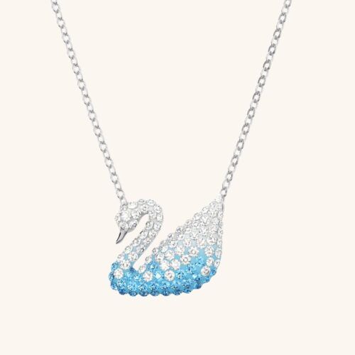 Azure Elegance Swan Crystal Pendant Necklace