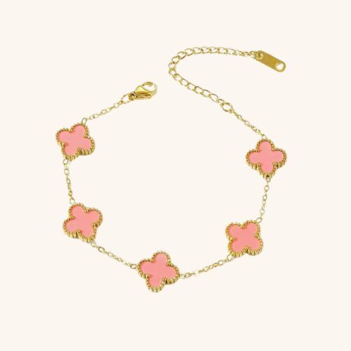 Blush Clover 18K Gold-Plated Pink Floral Bracelet