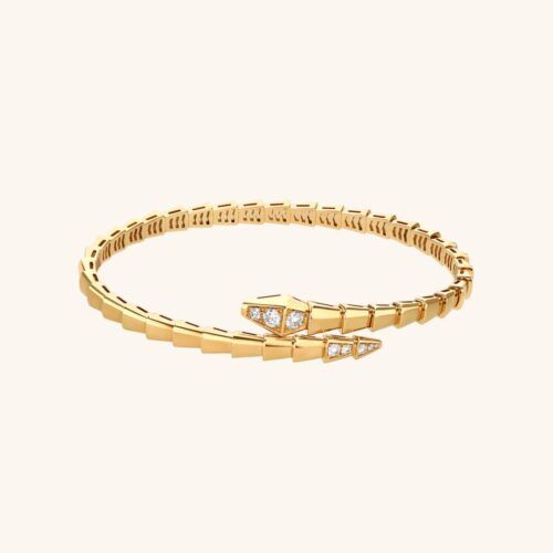 Elegant Viper 18K Gold-Plated Diamond Wrap Bangle