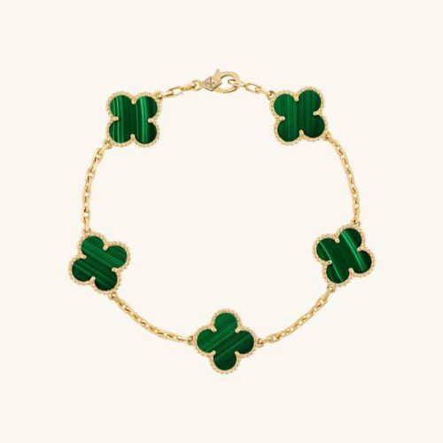 Emerald Clover 18K Gold-Plated Green Floral Bracelet