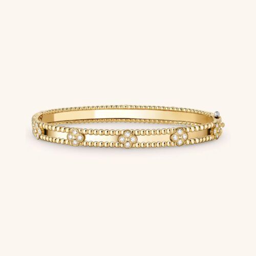 Golden Bloom 18K Gold-Plated Clover Bangle