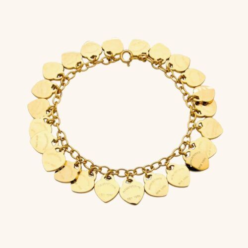 Golden Cascade 18K Gold-Plated Heart Charm Bracelet