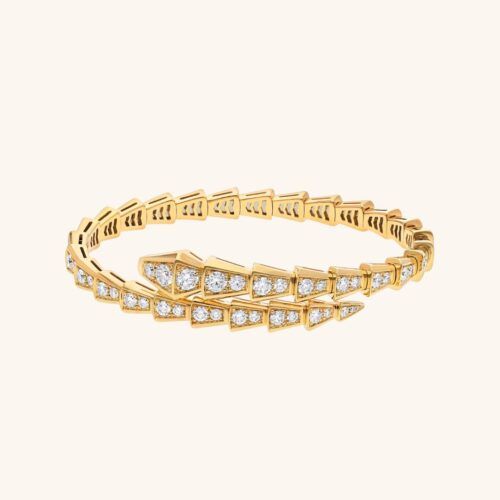 Golden Serpent Sparkle 18K Gold-Plated Wrap Bangle