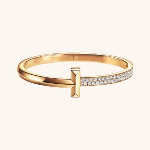 Luxe T 18K Gold-Plated Sparkle Accent Bangle